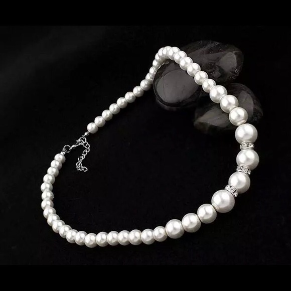 NEW💙💎GORGEOUS PEARL LOOK NECKLACE SET💎💙EARRING - Picture 6 of 8